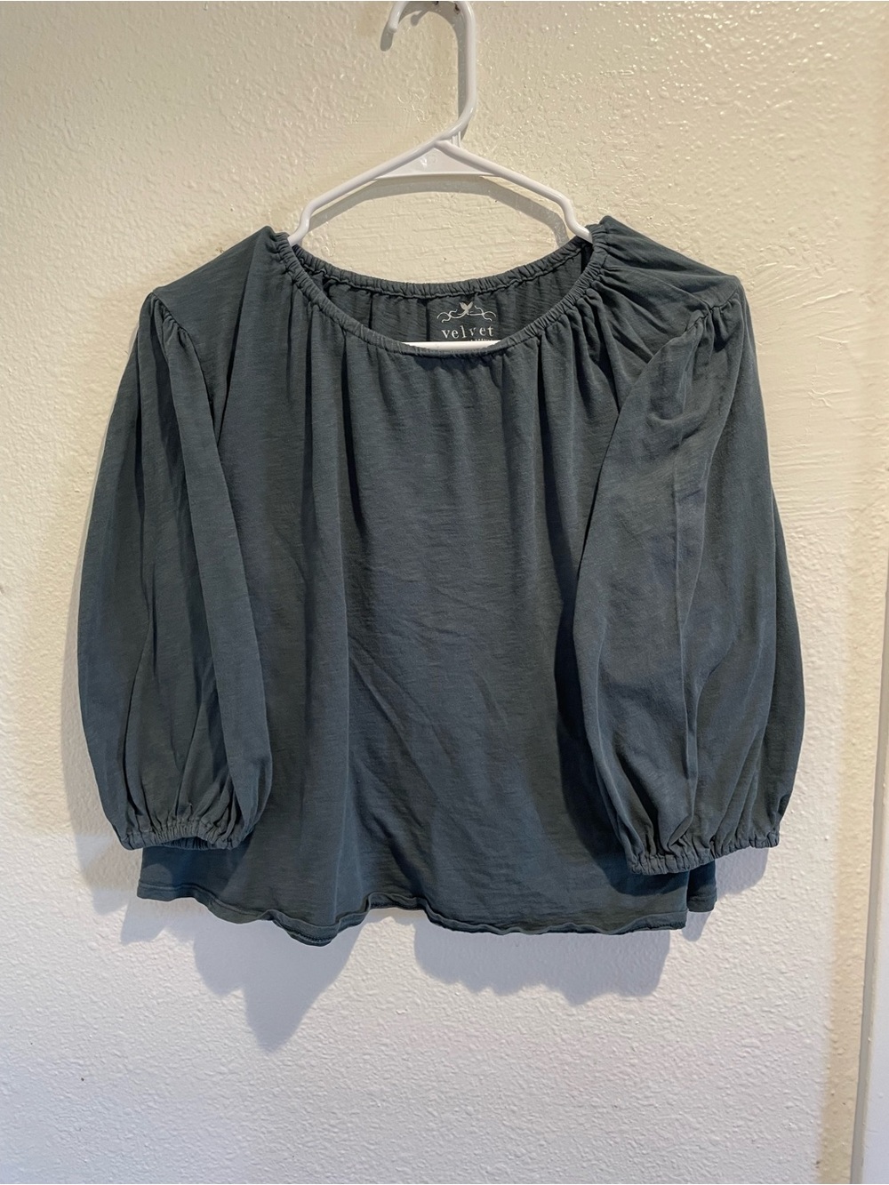 Velvet by Graham & Spencer Dark Sage Top XS 🌿 100% Cotton Made in USA
